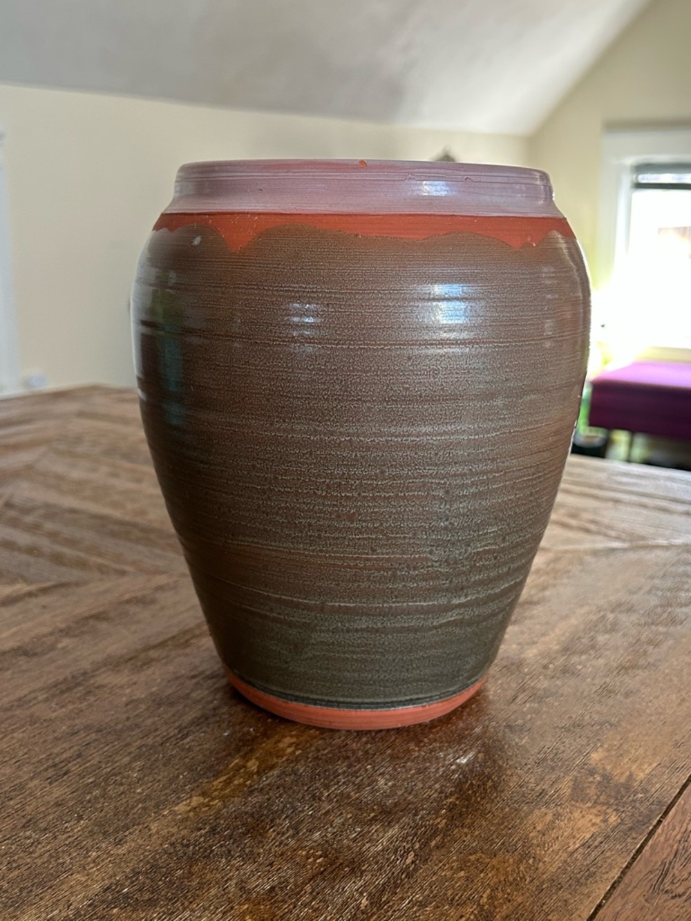 Vintage Studio Pottery Terracotta Vase, MCM, Signed By Artist